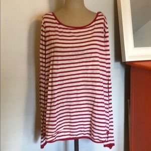 Red and White/Cream Stripe Top